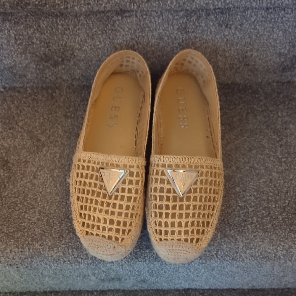 Guess Tan Espadrille Shoes with Woven Detail